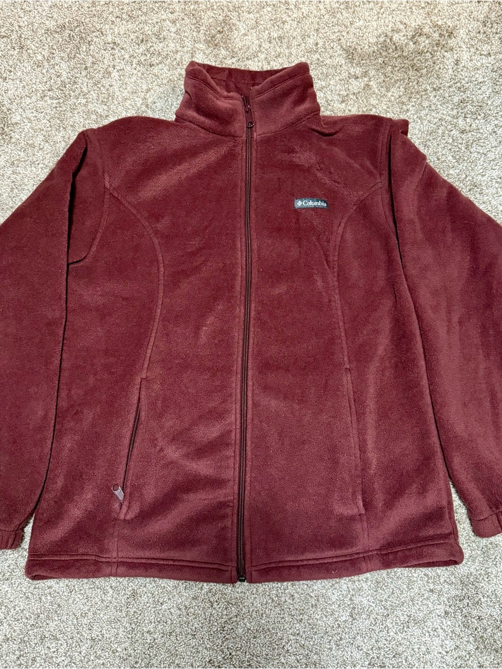 Columbia Women's Maroon Full-Zip Teddy Fleece Jacket